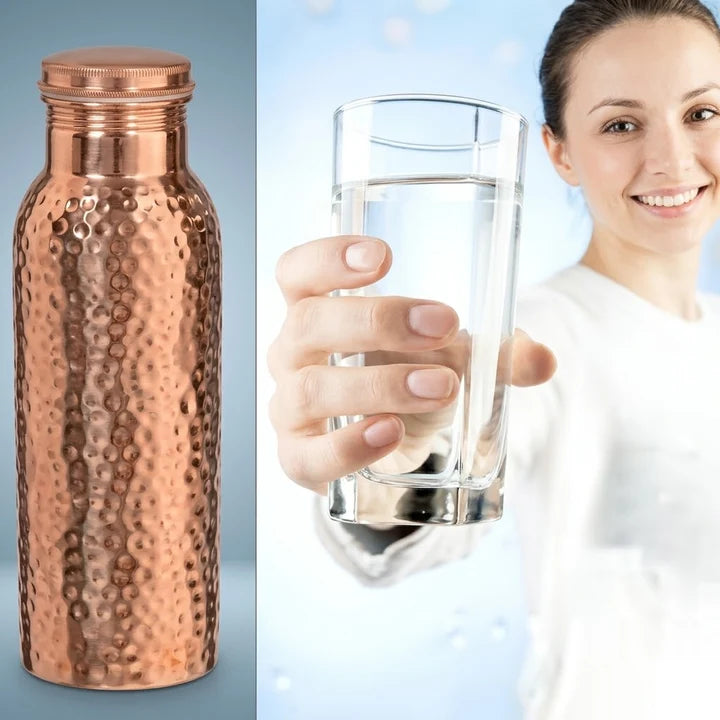 Pure Copper Hammered Water Bottle