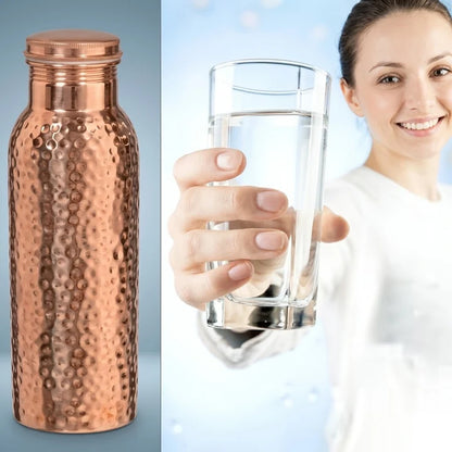 Pure Copper Hammered Water Bottle