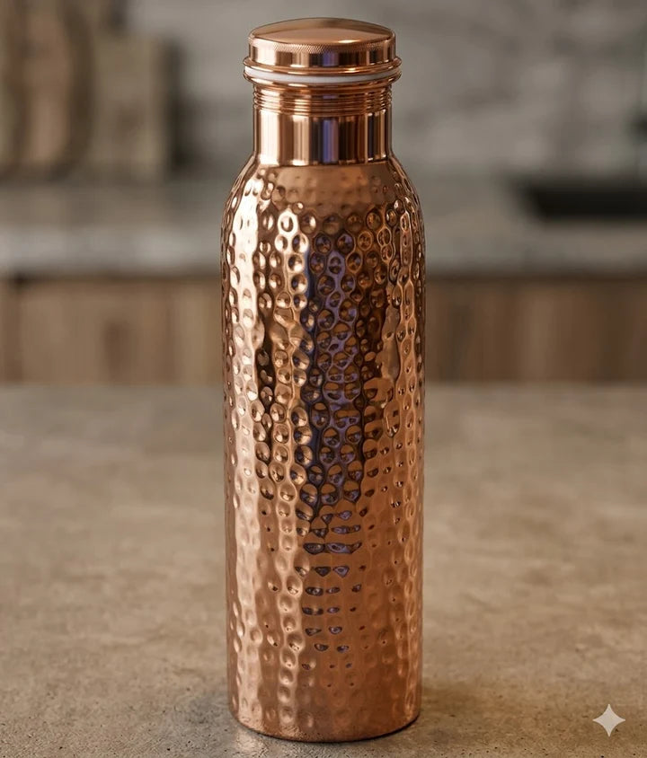 Pure Copper Hammered Water Bottle
